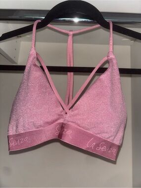 Pink Shimmer Sparkle Bralette / Sports Bra Fairy, Pilates Princess, Coquette